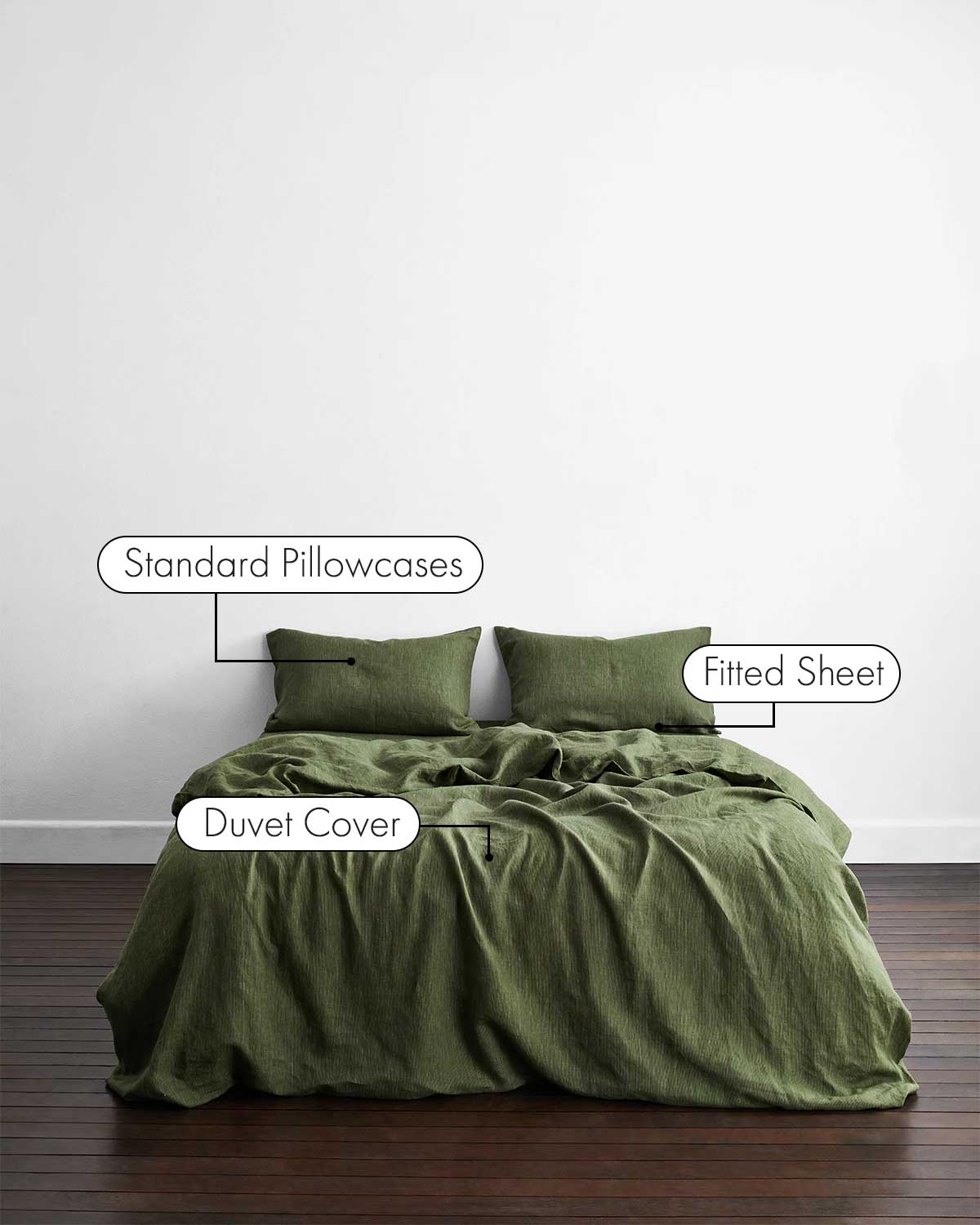Olive Stripe 100% French Flax Linen Bedding Set - Image 2