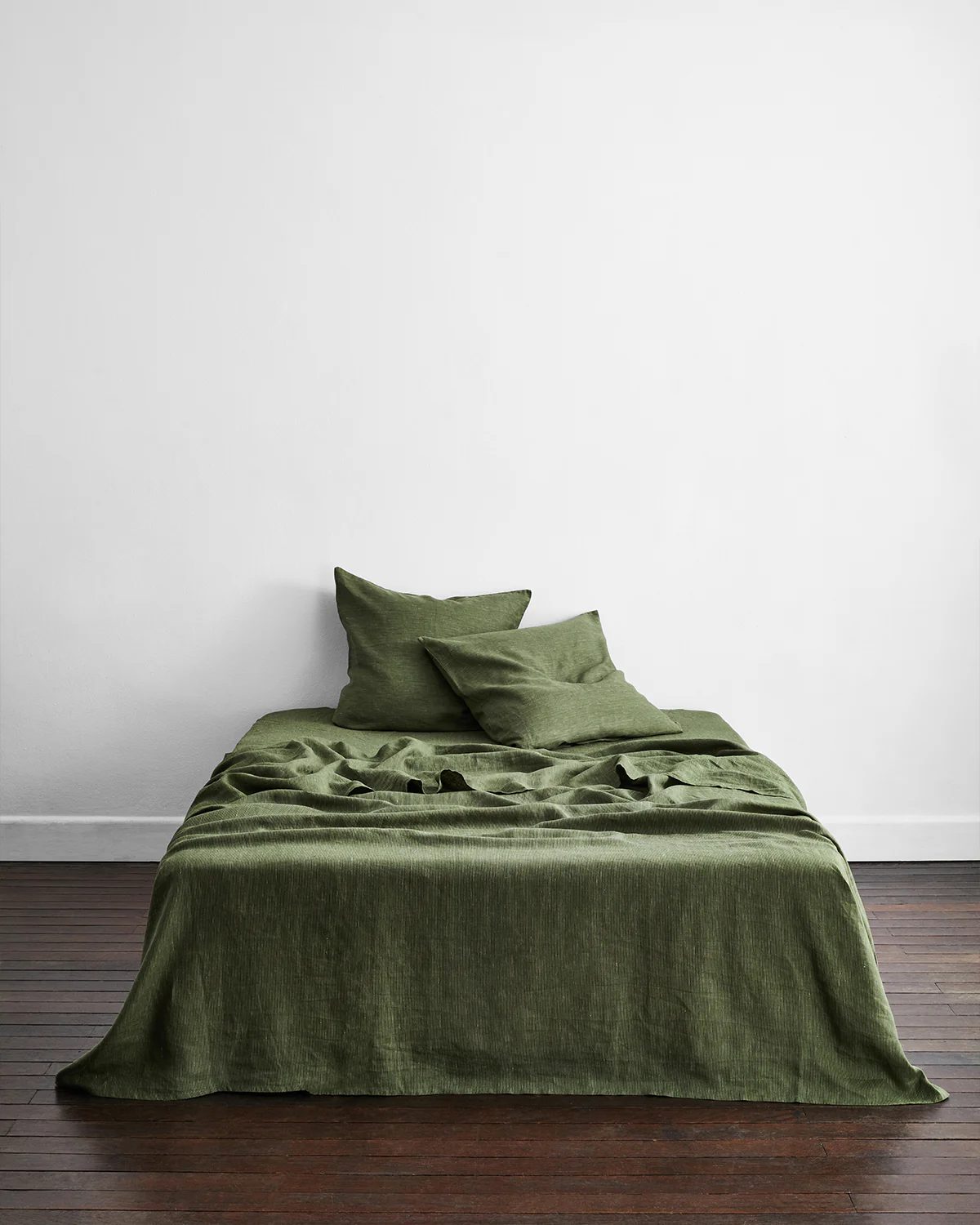 Olive Stripe 100% French Flax Linen European Pillowcases (Set of Two) - Image 3