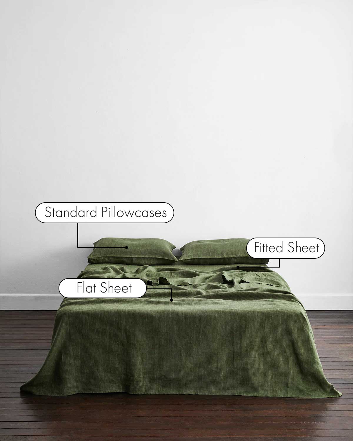 Olive Stripe 100% French Flax Linen Sheet Set - Image 2