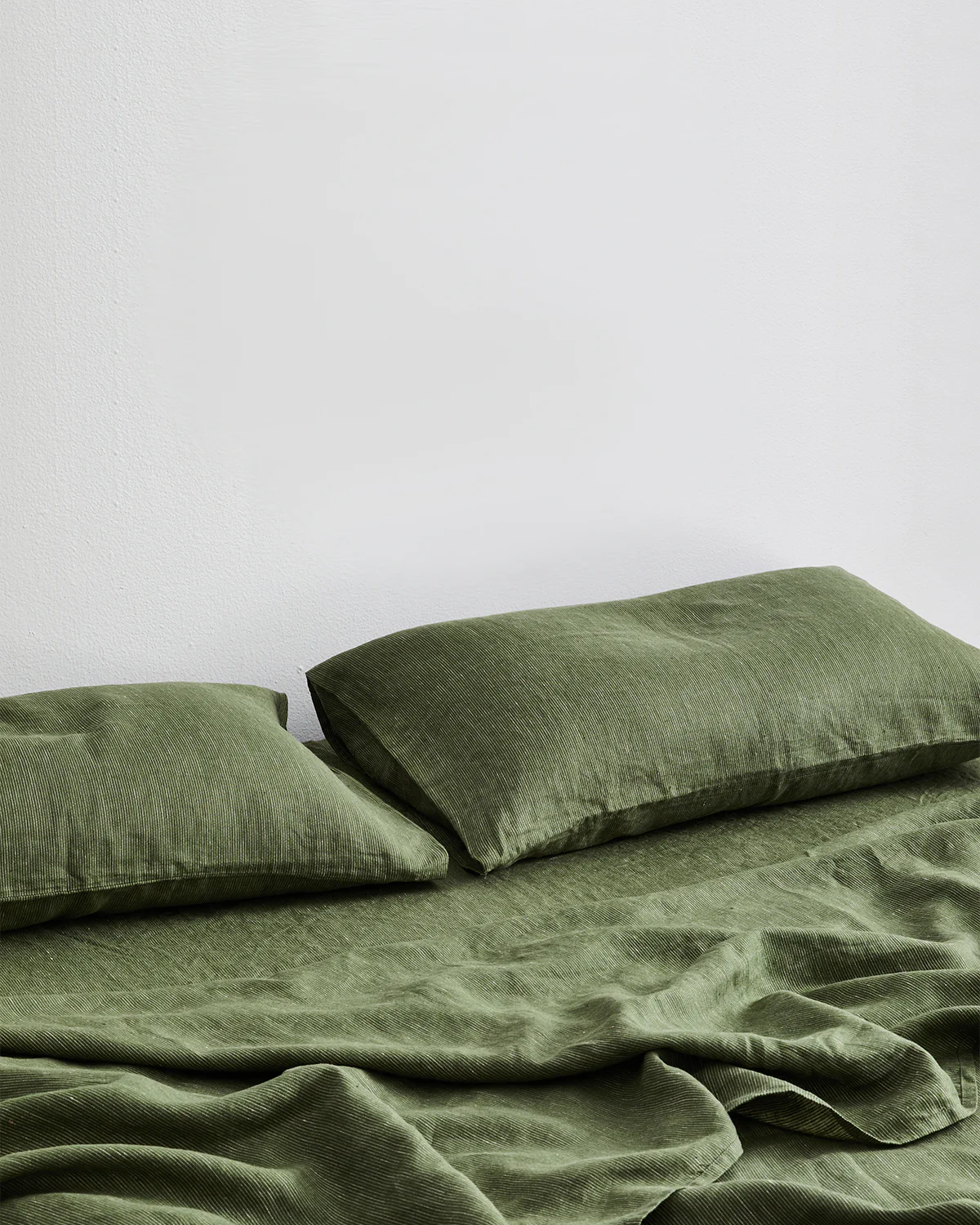 Olive Stripe 100% French Flax Linen Fitted Sheet - Image 3