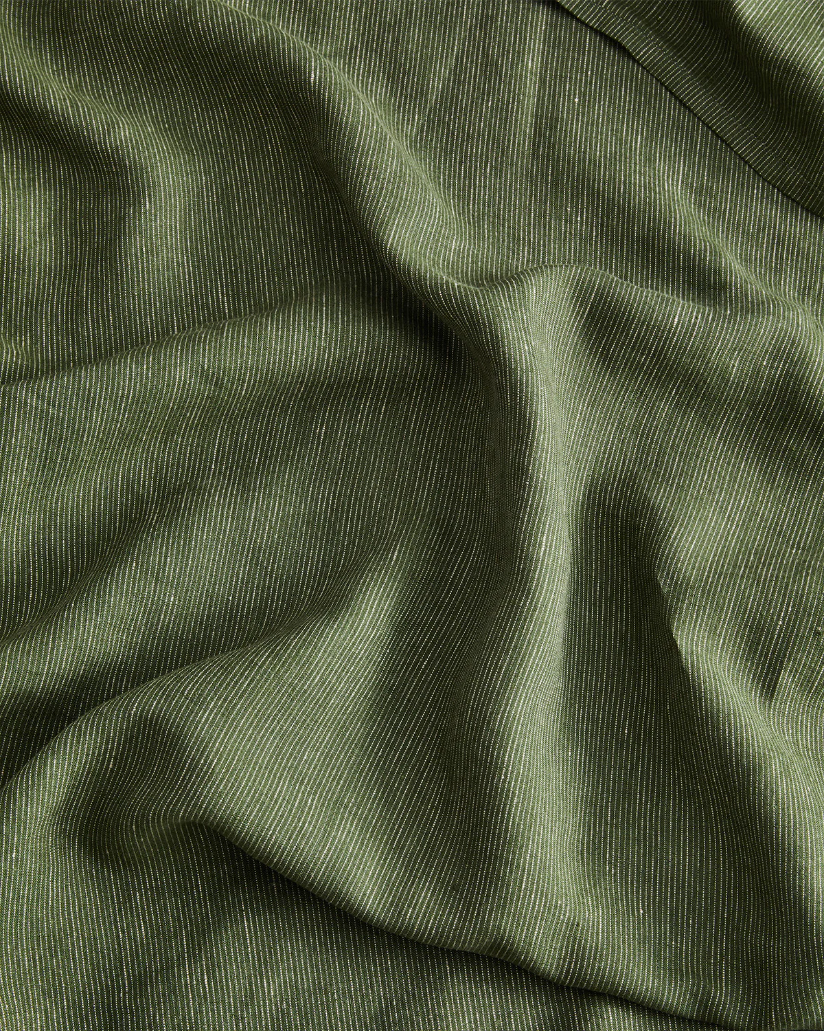 Olive Stripe 100% French Flax Linen Fitted Sheet Set - Image 4