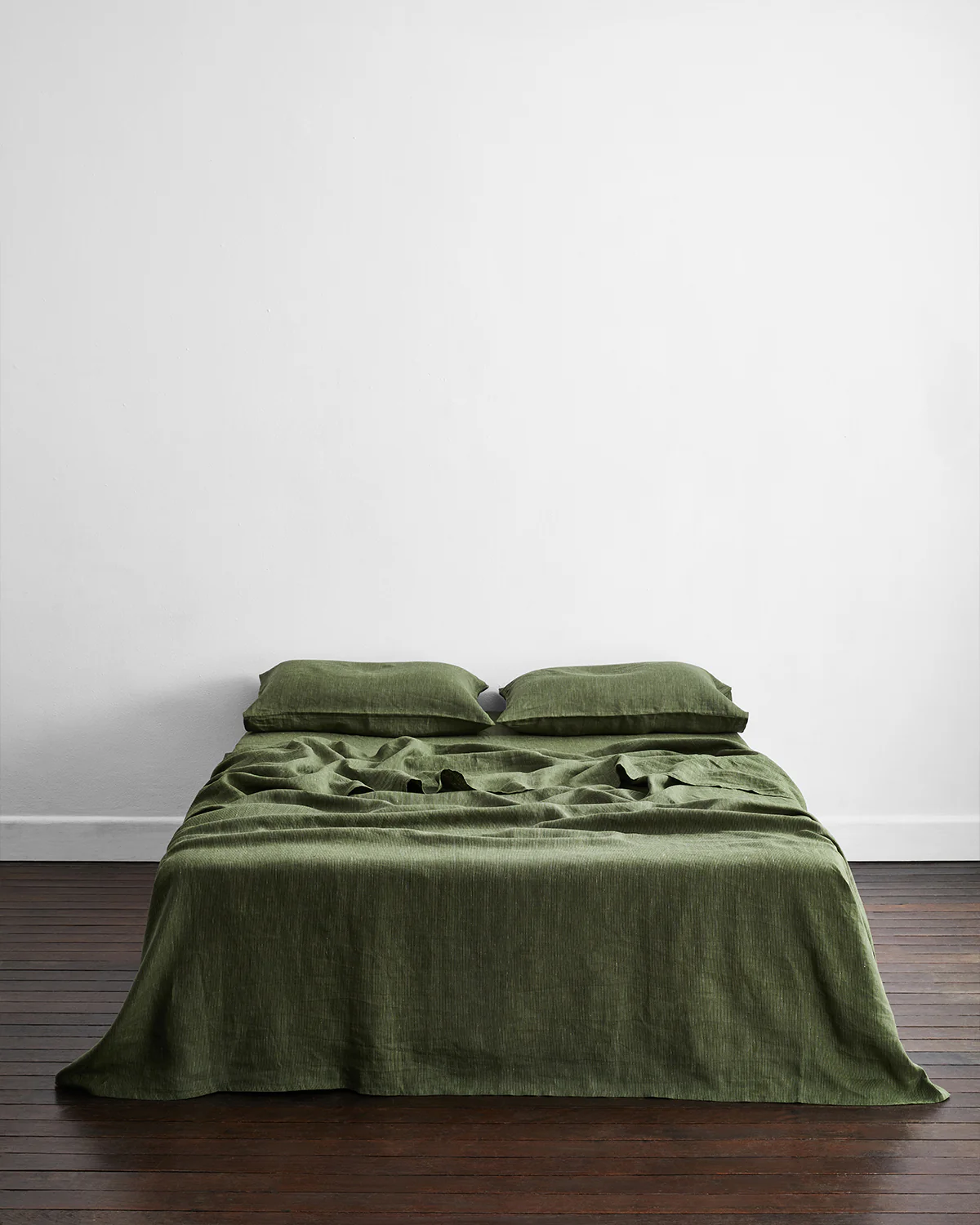 Olive Stripe 100% French Flax Linen King Pillowcases (Set of Two) - Image 2