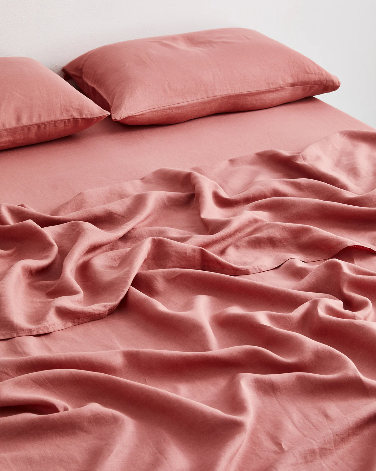 Pink Clay 100% French Flax Linen Sheet Set - Image 3
