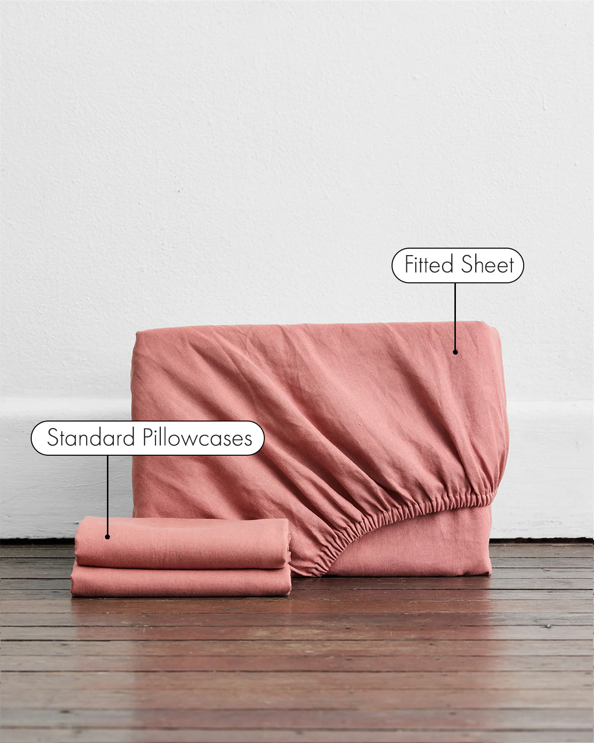 Pink Clay 100% French Flax Linen Fitted Sheet Set - Image 2