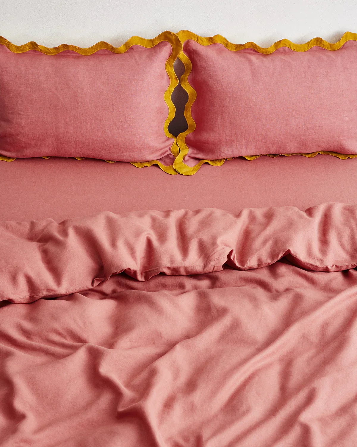Pink Clay & Turmeric 100% French Flax Linen Scalloped Pillowcases (Set of Two) - Image 3