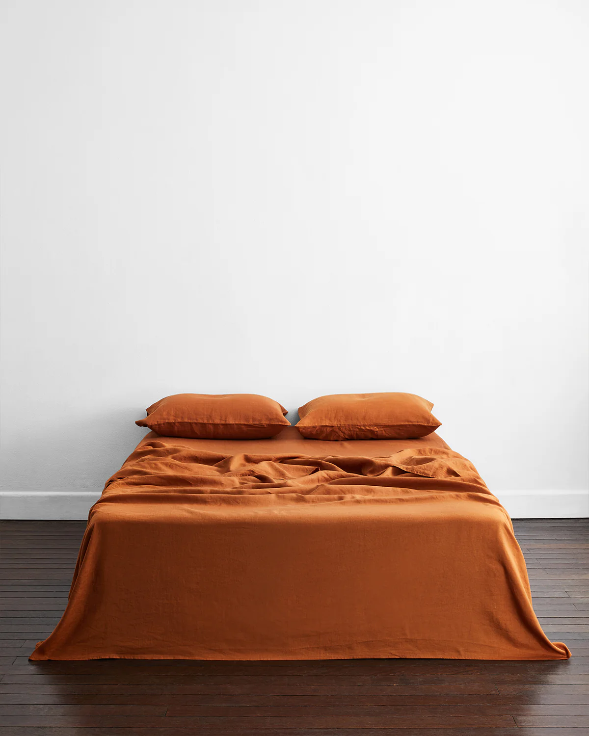 Rust 100% French Flax Linen Flat Sheet - Image 3