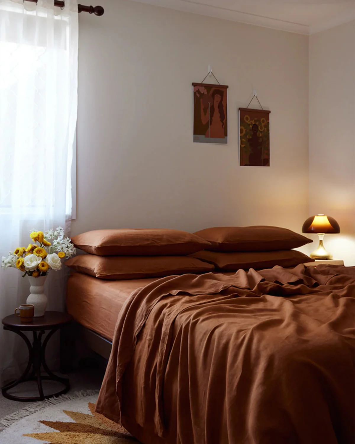 Rust 100% French Flax Linen Sheet Set - Image 4