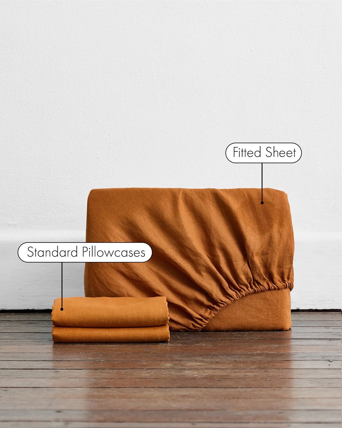 Rust 100% French Flax Linen Fitted Sheet Set - Image 2