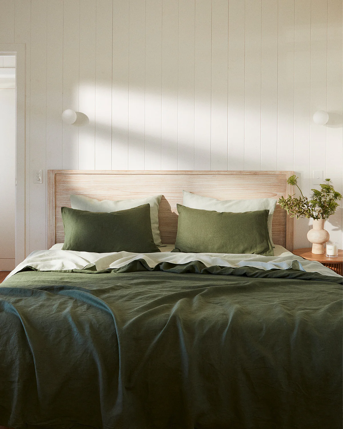Sage 100% French Flax Linen Fitted Sheet - Image 4
