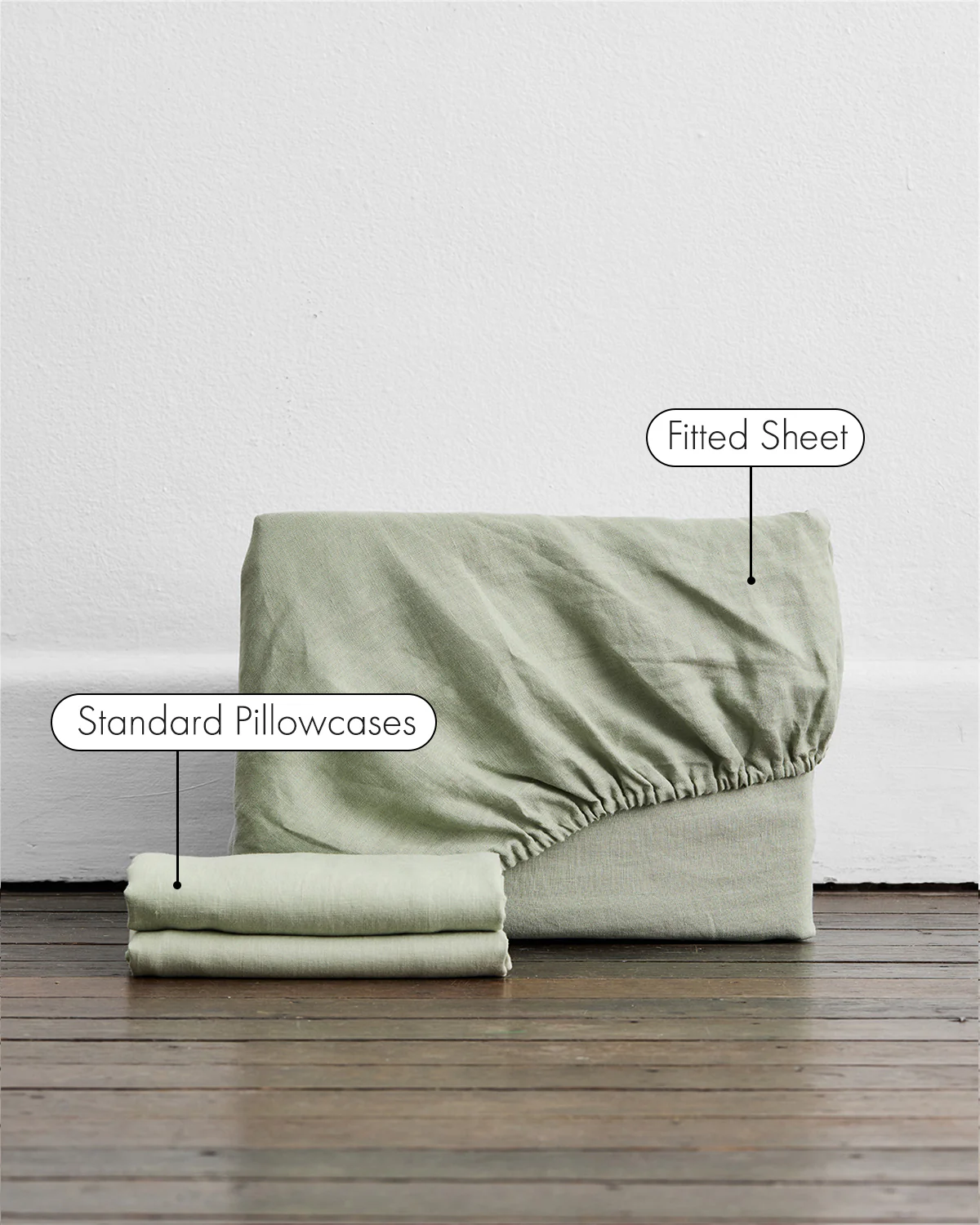 Sage 100% French Flax Linen Fitted Sheet Set - Image 2