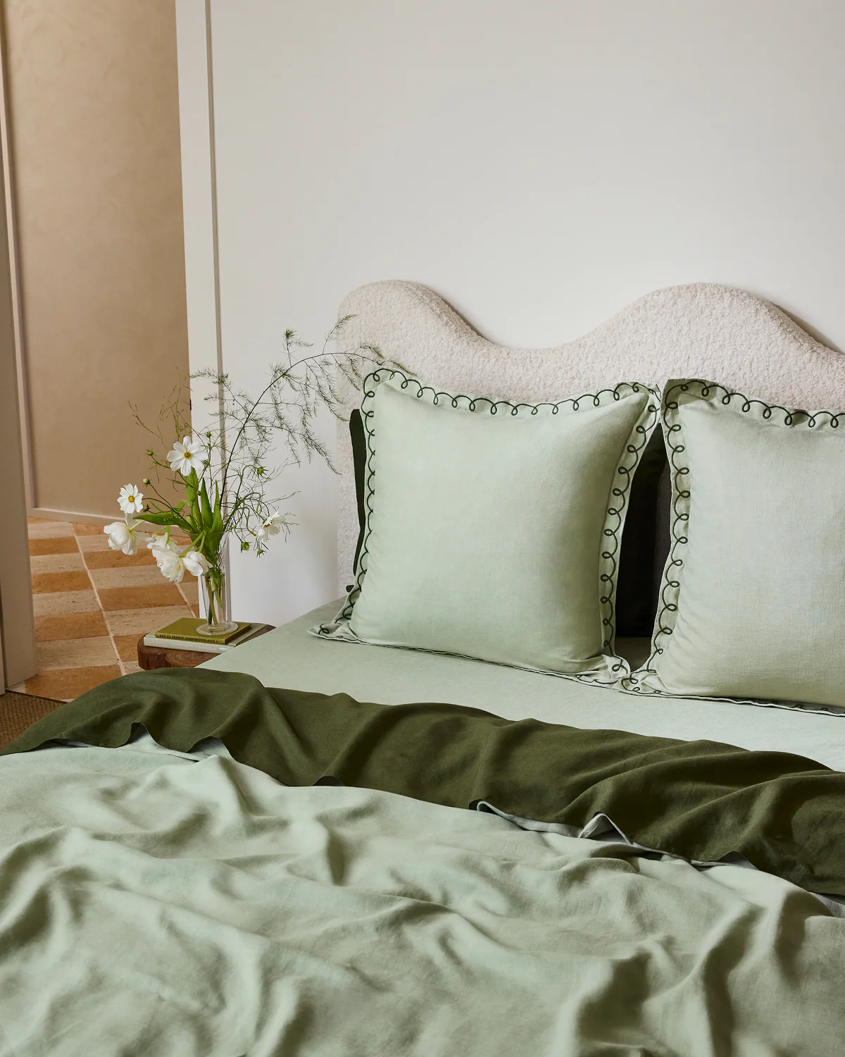 Sage & Olive 100% French Flax Linen Swirl European Pillowcases (Set of Two) - Image 3