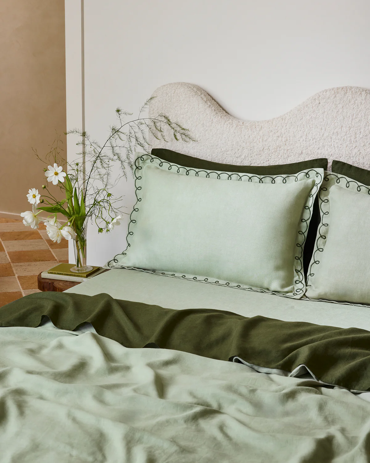 Sage & Olive 100% French Flax Linen Swirl Pillowcases (Set of Two) - Image 3