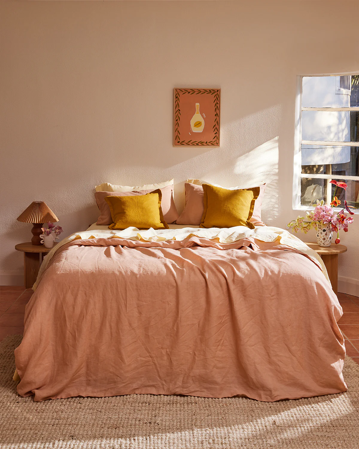 Terracotta 100% French Flax Linen Duvet Cover Set - Image 4