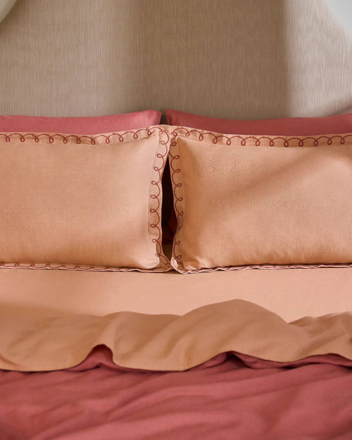 Terracotta & Pink Clay 100% French Flax Linen Swirl Pillowcases (Set of Two) - Image 4