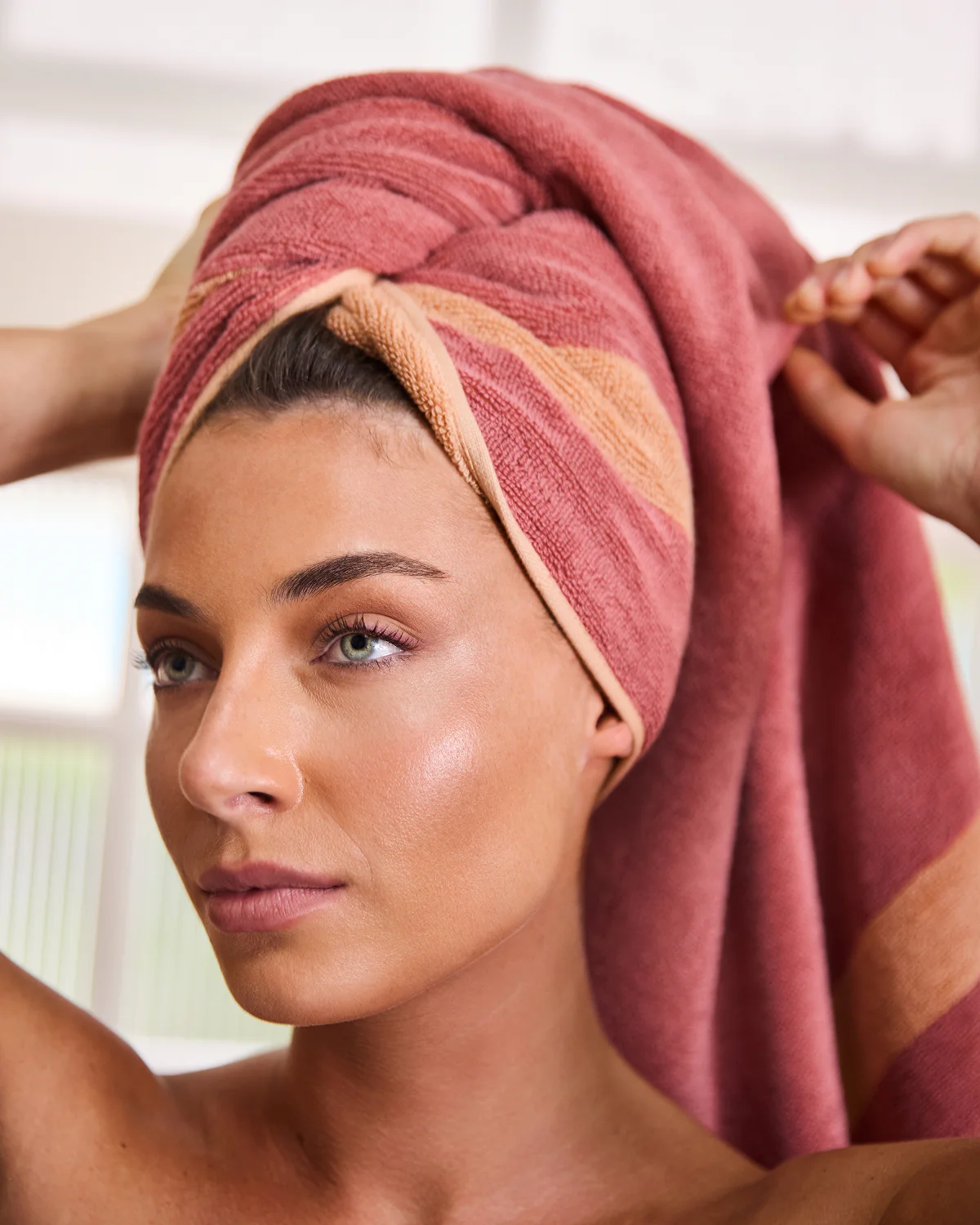 Terracotta & Pink Clay Two-Toned 100% Cotton Terry Bath Towel - Image 3