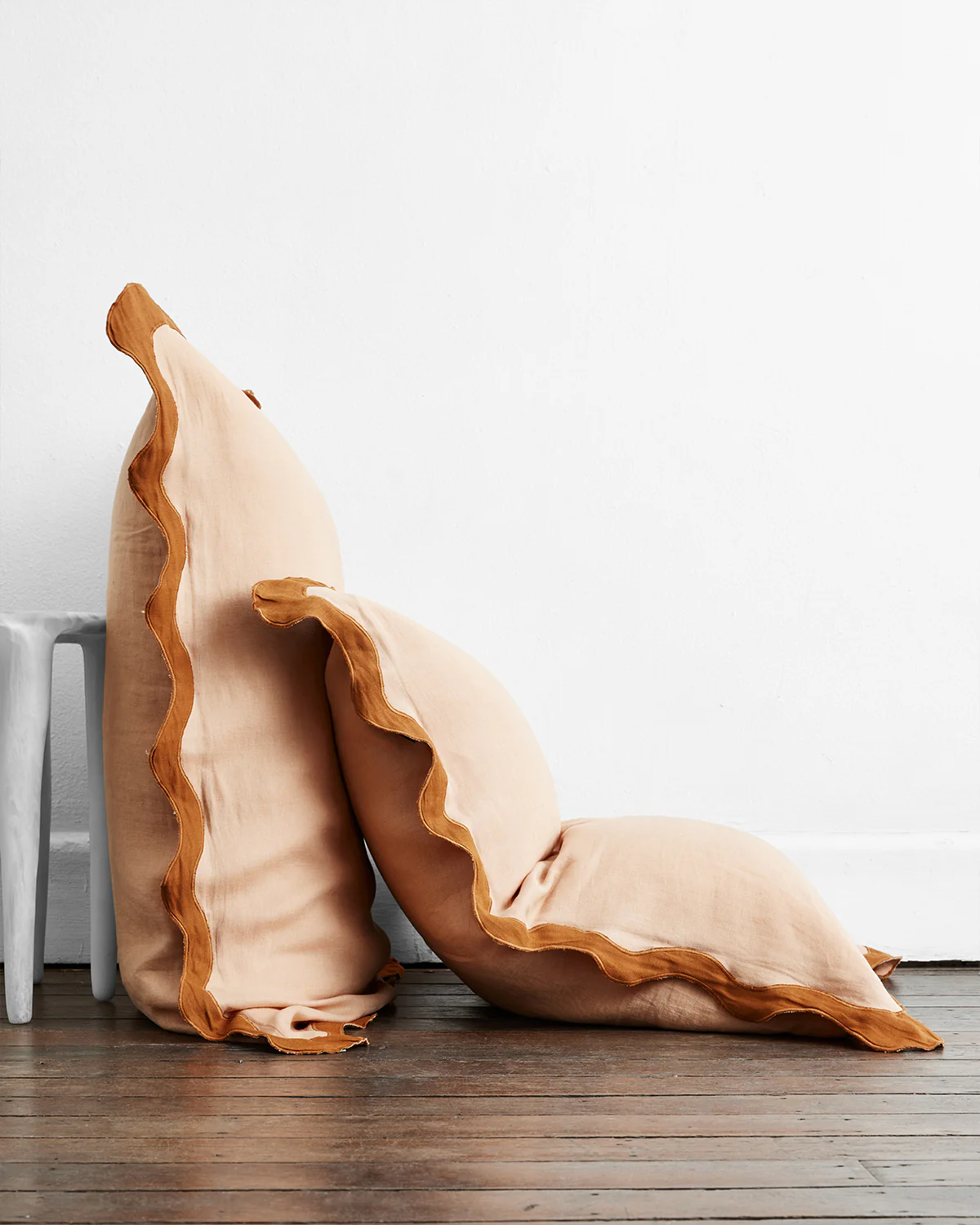 Terracotta & Rust 100% French Flax Linen Scalloped Pillowcases (Set of Two) - Image 2