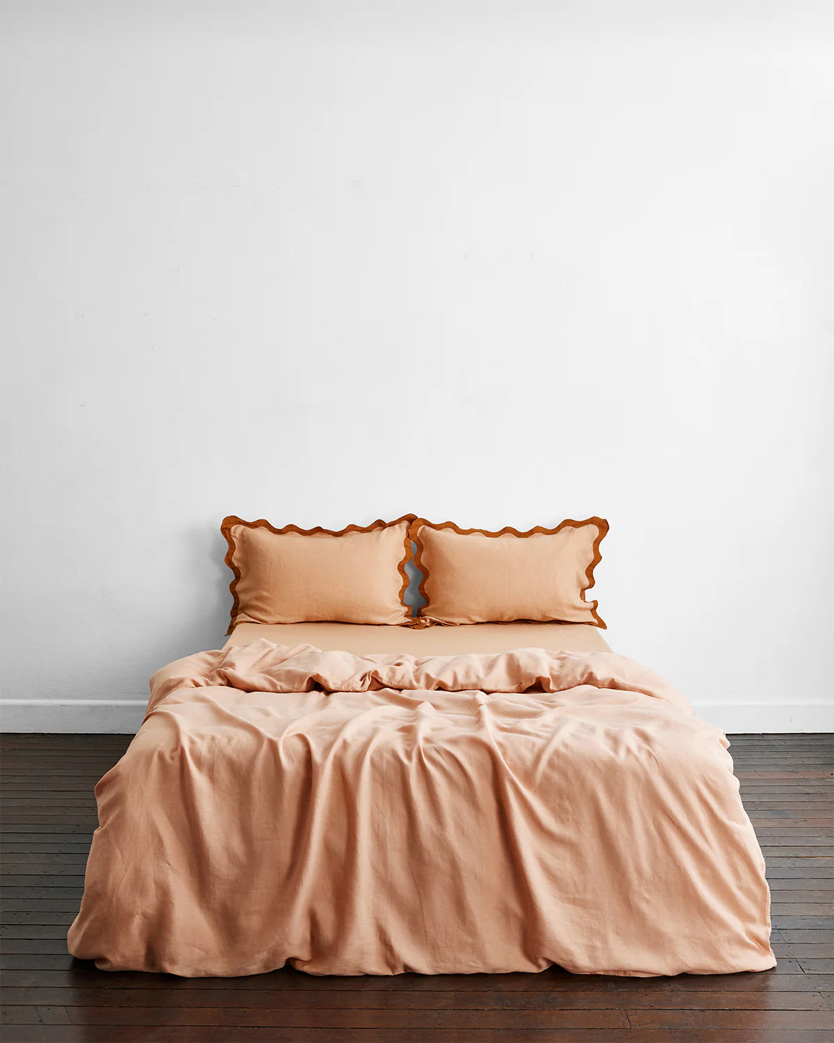Terracotta & Rust 100% French Flax Linen Scalloped Pillowcases (Set of Two) - Image 3