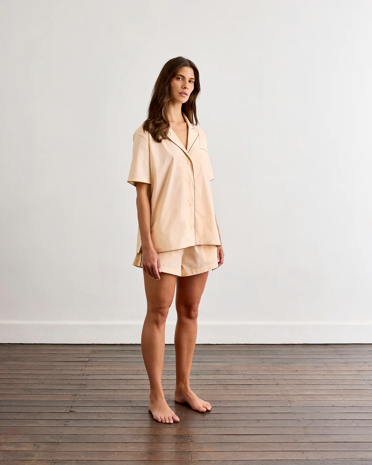 Vanilla & Espresso Piped Short Sleeve Shirt - Image 3