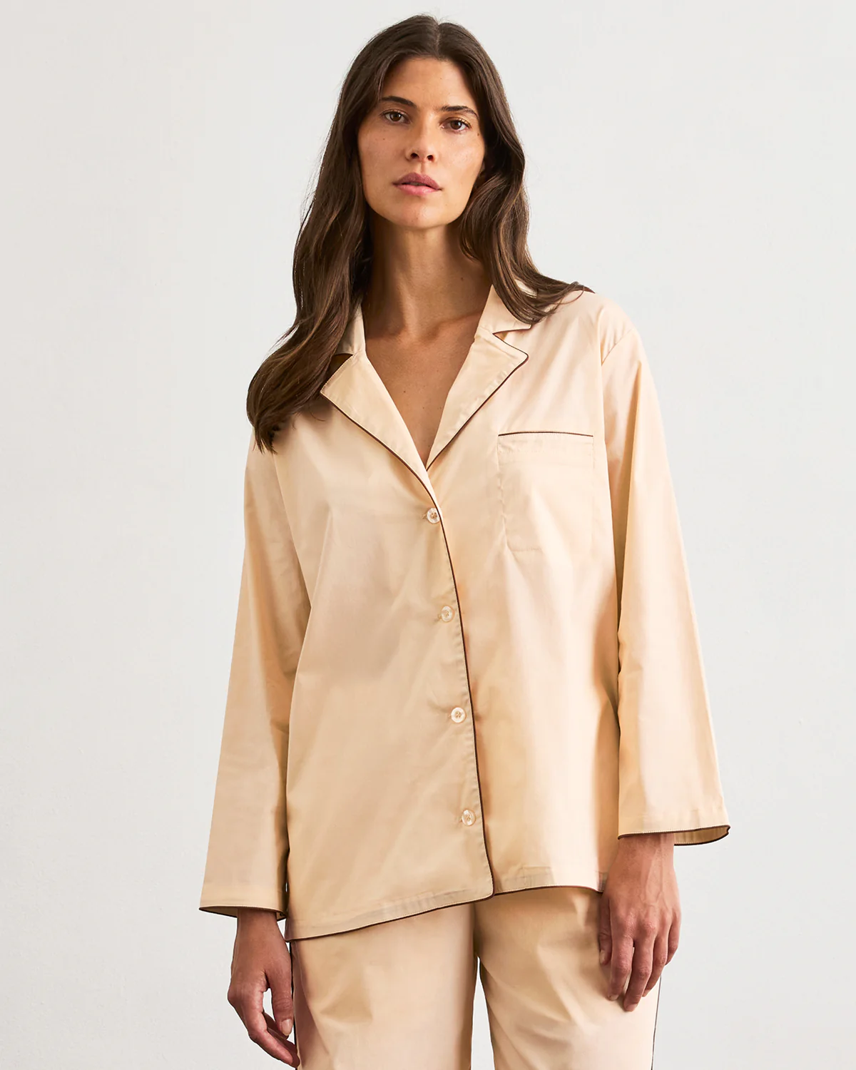 Vanilla & Espresso Piped Long Sleep Set - Image 5