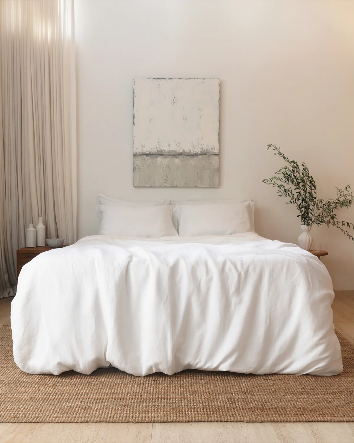 White 100% French Flax Linen Bedding Set - Image 6